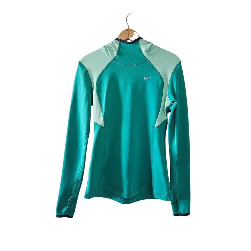 Nike Dri Fit Green Turquoise Pullover Activewear Hoodie Womens Size Small